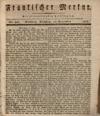 Fränkischer Merkur (Bamberger Zeitung) Dienstag 11. Dezember 1832