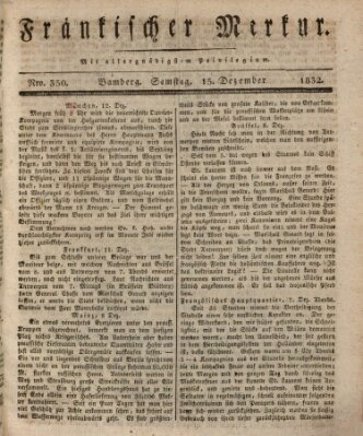 Fränkischer Merkur (Bamberger Zeitung) Samstag 15. Dezember 1832