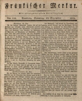 Fränkischer Merkur (Bamberger Zeitung) Sonntag 23. Dezember 1832