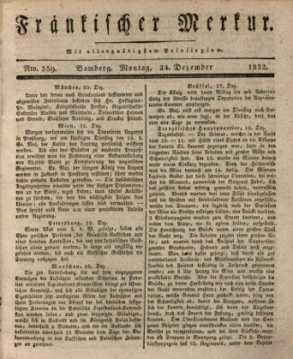 Fränkischer Merkur (Bamberger Zeitung) Montag 24. Dezember 1832