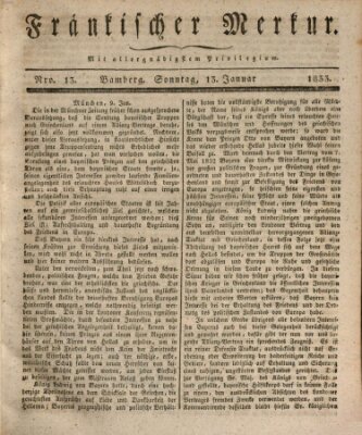 Fränkischer Merkur (Bamberger Zeitung) Sonntag 13. Januar 1833