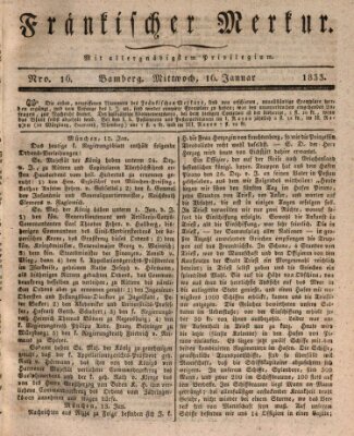 Fränkischer Merkur (Bamberger Zeitung) Mittwoch 16. Januar 1833