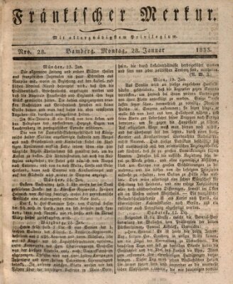 Fränkischer Merkur (Bamberger Zeitung) Montag 28. Januar 1833