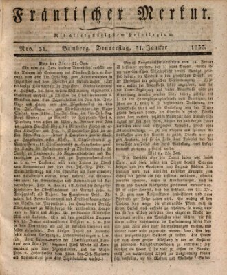 Fränkischer Merkur (Bamberger Zeitung) Donnerstag 31. Januar 1833