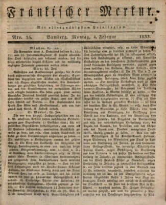 Fränkischer Merkur (Bamberger Zeitung) Montag 4. Februar 1833