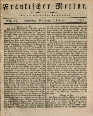 Fränkischer Merkur (Bamberger Zeitung) Mittwoch 6. Februar 1833