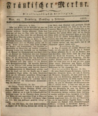 Fränkischer Merkur (Bamberger Zeitung) Samstag 9. Februar 1833