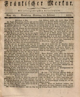 Fränkischer Merkur (Bamberger Zeitung) Montag 11. Februar 1833