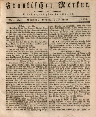 Fränkischer Merkur (Bamberger Zeitung) Montag 25. Februar 1833