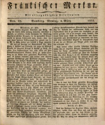 Fränkischer Merkur (Bamberger Zeitung) Montag 4. März 1833