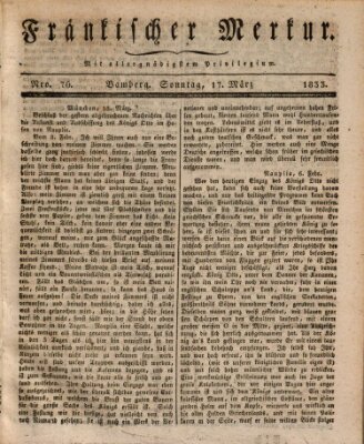 Fränkischer Merkur (Bamberger Zeitung) Sonntag 17. März 1833