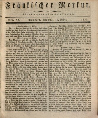 Fränkischer Merkur (Bamberger Zeitung) Montag 18. März 1833