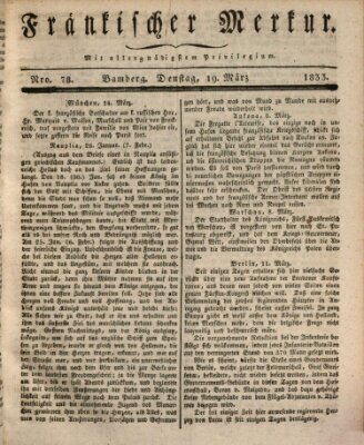 Fränkischer Merkur (Bamberger Zeitung) Dienstag 19. März 1833