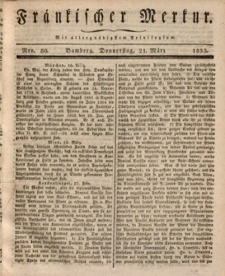 Fränkischer Merkur (Bamberger Zeitung) Donnerstag 21. März 1833