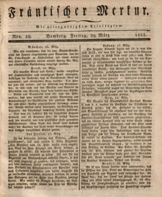 Fränkischer Merkur (Bamberger Zeitung) Freitag 29. März 1833