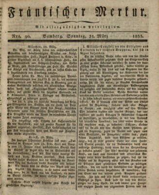 Fränkischer Merkur (Bamberger Zeitung) Sonntag 31. März 1833