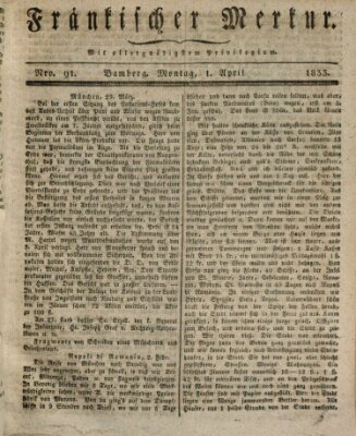 Fränkischer Merkur (Bamberger Zeitung) Montag 1. April 1833