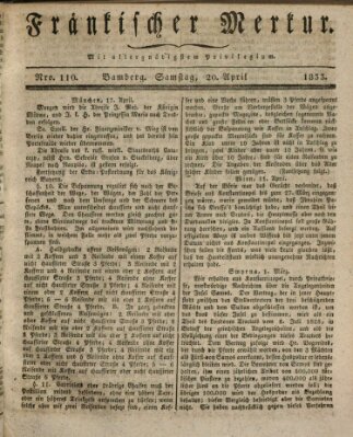 Fränkischer Merkur (Bamberger Zeitung) Samstag 20. April 1833