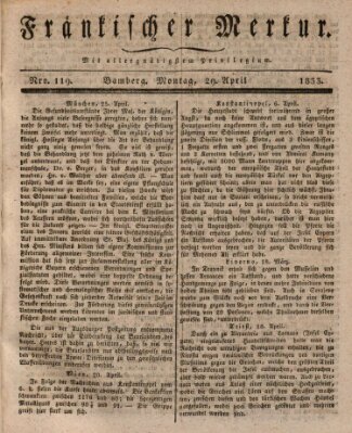 Fränkischer Merkur (Bamberger Zeitung) Montag 29. April 1833