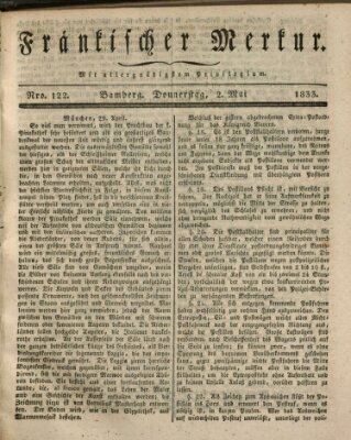 Fränkischer Merkur (Bamberger Zeitung) Donnerstag 2. Mai 1833