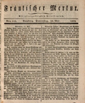 Fränkischer Merkur (Bamberger Zeitung) Donnerstag 23. Mai 1833