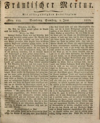 Fränkischer Merkur (Bamberger Zeitung) Samstag 1. Juni 1833