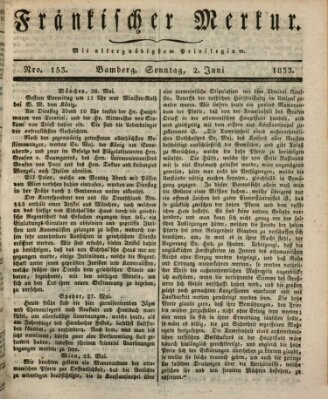 Fränkischer Merkur (Bamberger Zeitung) Sonntag 2. Juni 1833