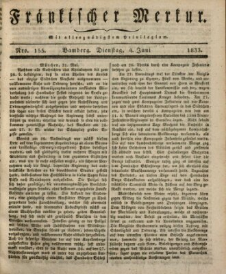 Fränkischer Merkur (Bamberger Zeitung) Dienstag 4. Juni 1833