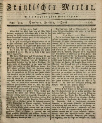 Fränkischer Merkur (Bamberger Zeitung) Freitag 7. Juni 1833