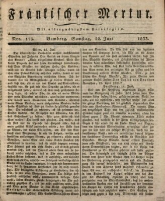 Fränkischer Merkur (Bamberger Zeitung) Samstag 22. Juni 1833