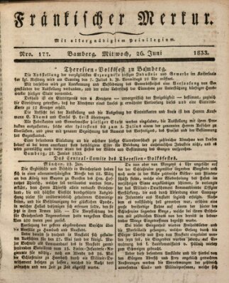 Fränkischer Merkur (Bamberger Zeitung) Mittwoch 26. Juni 1833