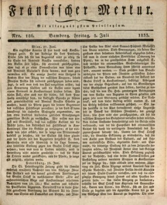 Fränkischer Merkur (Bamberger Zeitung) Freitag 5. Juli 1833