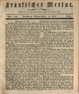 Fränkischer Merkur (Bamberger Zeitung) Donnerstag 11. Juli 1833