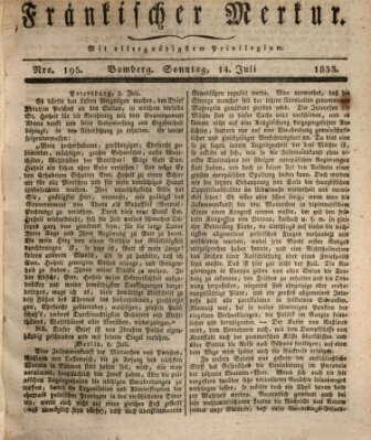 Fränkischer Merkur (Bamberger Zeitung) Sonntag 14. Juli 1833