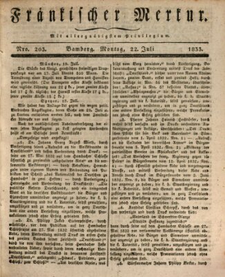 Fränkischer Merkur (Bamberger Zeitung) Montag 22. Juli 1833