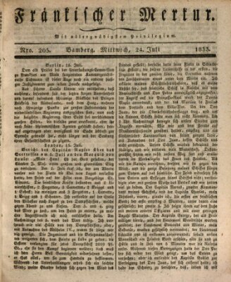 Fränkischer Merkur (Bamberger Zeitung) Mittwoch 24. Juli 1833