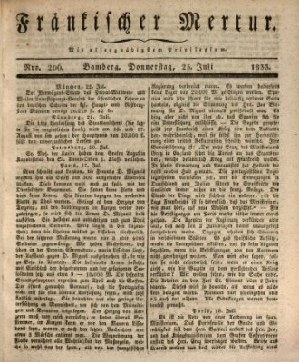 Fränkischer Merkur (Bamberger Zeitung) Donnerstag 25. Juli 1833