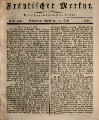 Fränkischer Merkur (Bamberger Zeitung) Sonntag 21. Juli 1833