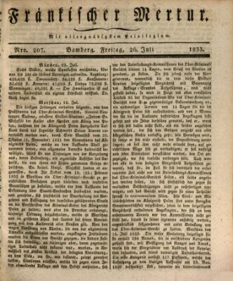 Fränkischer Merkur (Bamberger Zeitung) Freitag 26. Juli 1833