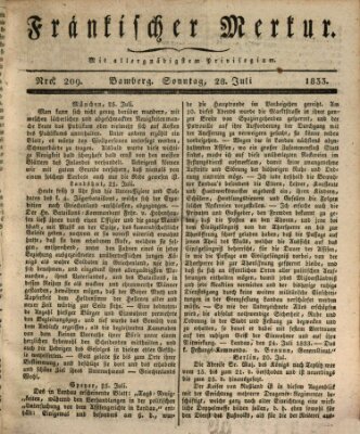 Fränkischer Merkur (Bamberger Zeitung) Sonntag 28. Juli 1833