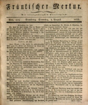 Fränkischer Merkur (Bamberger Zeitung) Sonntag 4. August 1833