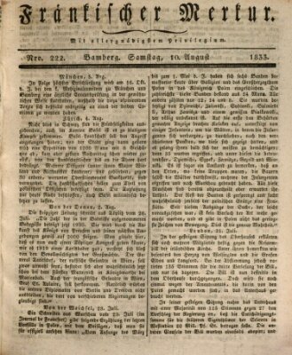 Fränkischer Merkur (Bamberger Zeitung) Samstag 10. August 1833