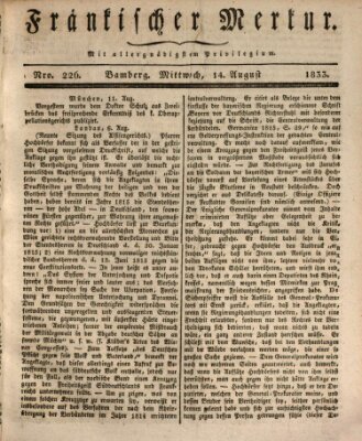 Fränkischer Merkur (Bamberger Zeitung) Mittwoch 14. August 1833