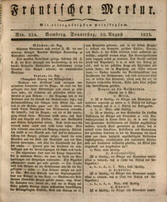 Fränkischer Merkur (Bamberger Zeitung) Donnerstag 22. August 1833