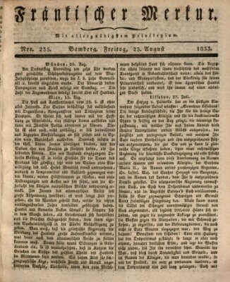 Fränkischer Merkur (Bamberger Zeitung) Freitag 23. August 1833