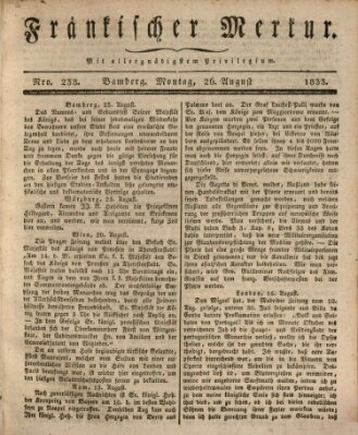 Fränkischer Merkur (Bamberger Zeitung) Montag 26. August 1833