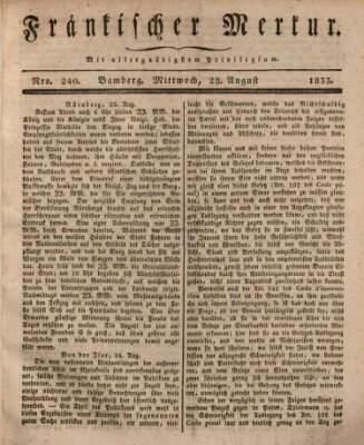 Fränkischer Merkur (Bamberger Zeitung) Mittwoch 28. August 1833