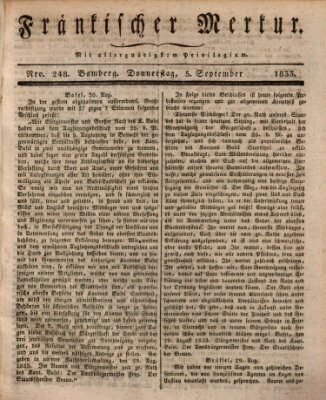 Fränkischer Merkur (Bamberger Zeitung) Donnerstag 5. September 1833