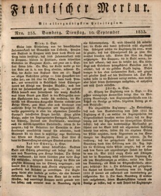 Fränkischer Merkur (Bamberger Zeitung) Dienstag 10. September 1833