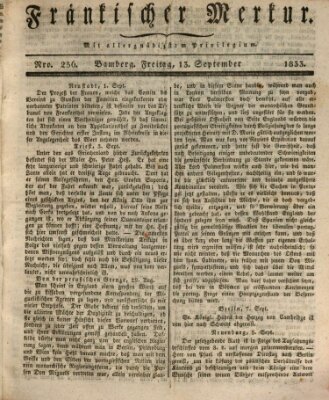 Fränkischer Merkur (Bamberger Zeitung) Freitag 13. September 1833